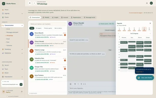 La stessa conversazione con l’agenda integrata, per fissare l’appuntamento senza uscire dalla chat