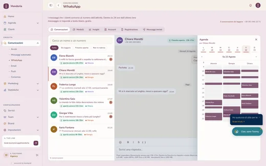 La stessa conversazione con l’agenda del centro unghie integrata, per dare un’ora mentre la cliente scrive